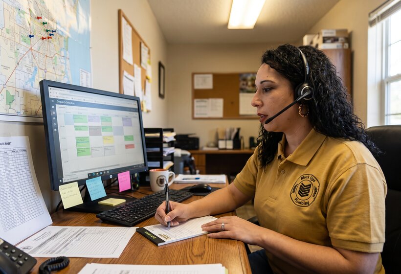 A Black Ops technician taking a call before a job